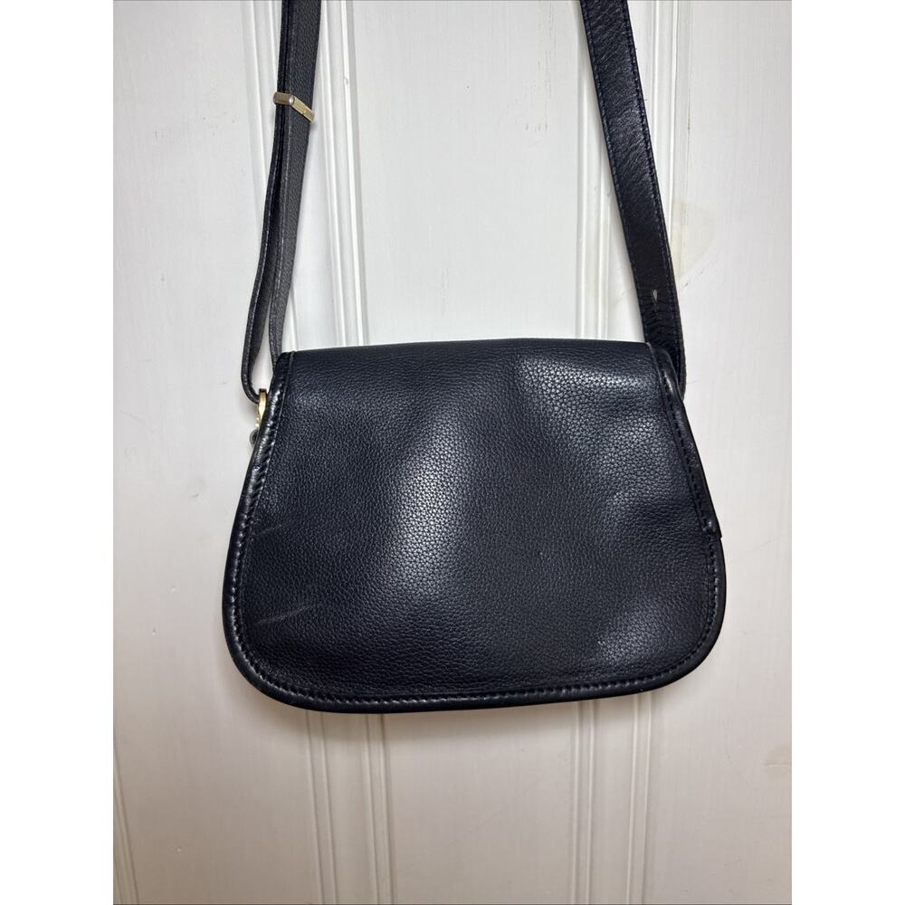 Longchamp Vintage Navy blue Pebbled Leather Small Crossbody Flap Designer Purse - Picture 5 of 9